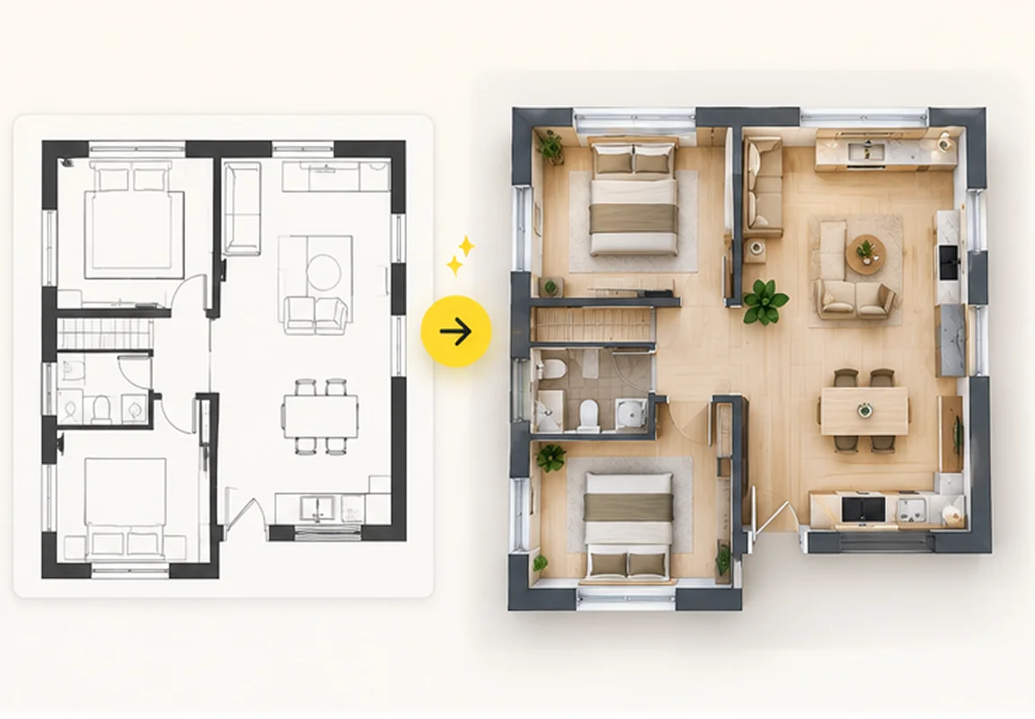 Instant 3D floor plan creation, preview & sharing