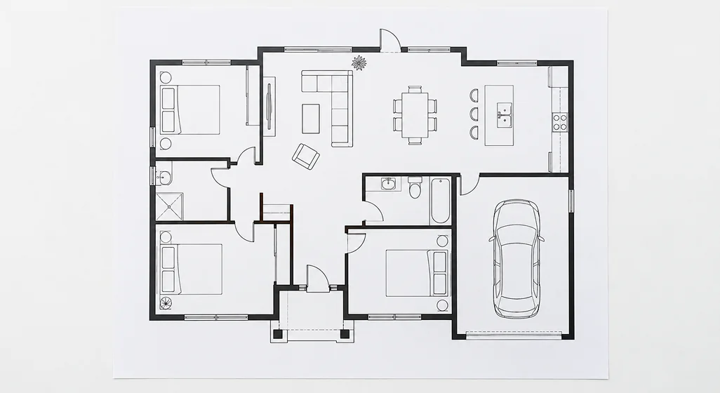 Clear floor plan photographed straight from above